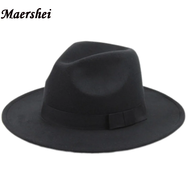 

MAEERSHEI Fashion Men Women Wide Brim Felt Fedora Hat Autumn Winter Panama Hat Vintage Jazz Cap