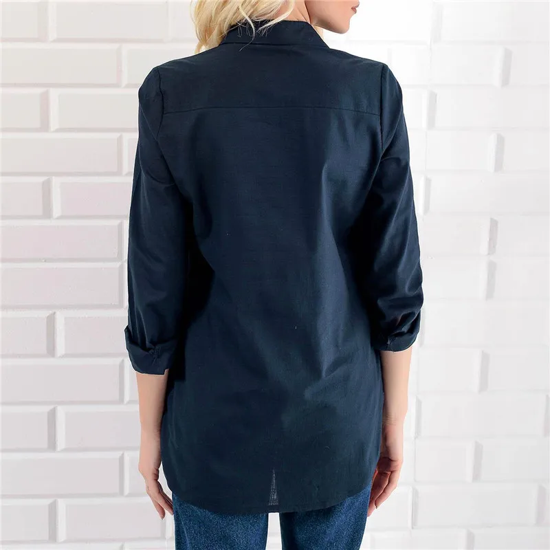 Летняя женская блузка рубашка 2019 с цветочным принтом и длинными рукавами