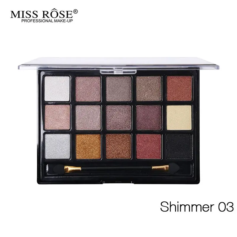 Shimmer 03 Miss Rose, палитра для макияжа, 15 цветов, мерцающие тени для век, палитра, блеск, блеск, тени для век, водостойкие, телесный, розовый, пигмент, косметика - Цвет: Shimmer 03