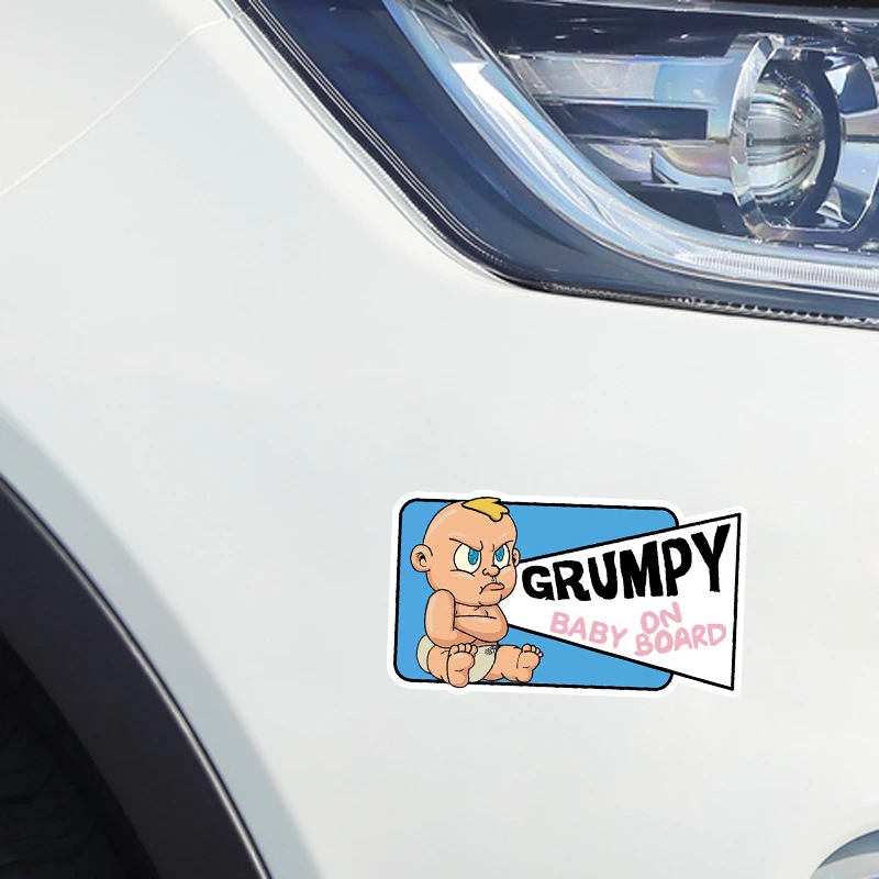 

YJZT 15*10CM Grumpy BABY ON BOARD Cartoon Colored Graphic Car Sticker Decoration C1-5542