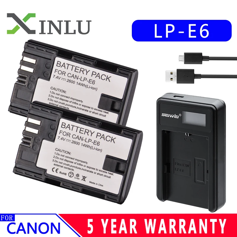 Аккумулятор для цифровой камеры LP E6 2600 мАч + зарядное устройство USB Canon EOS 5D Mark II 2 III