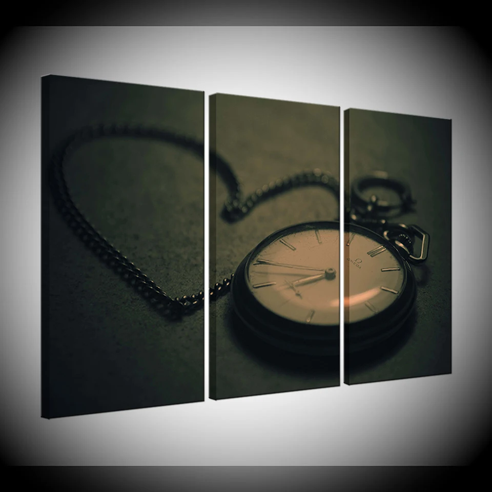 Картина из холста карманные часы и ожерелье в форме сердца 3 шт. настенная