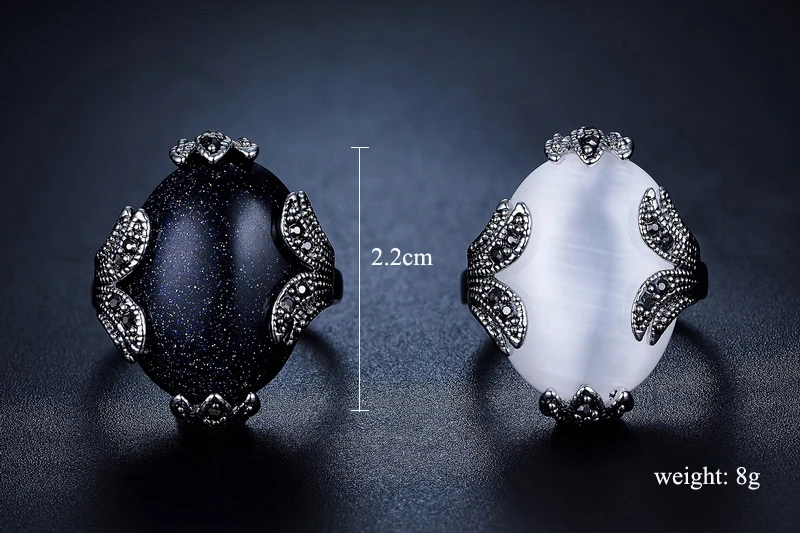 Новое поступление винтажные элегантные антиаллергенные кольца Iutopian с черным