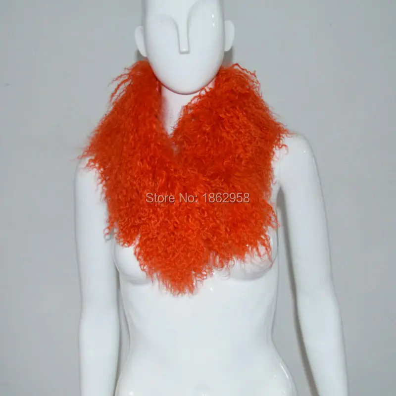 Бесплатная доставка зимний женский ошейник из овечьей шерсти оранжевого цвета