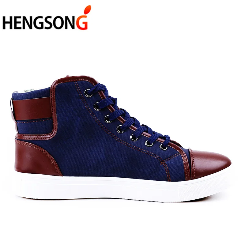 Мужская обувь; Sapatos Tenis Masculino; мужские кожаные ботильоны на шнуровке спереди; сезон осень-зима; мужская повседневная парусиновая обувь с высоким берцем