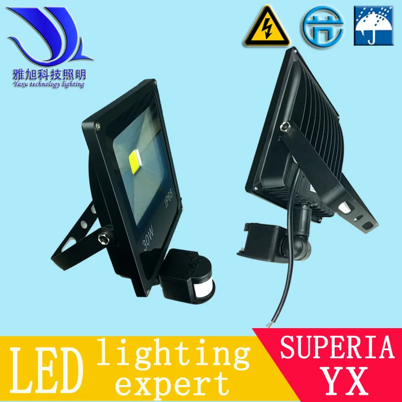 

10pcs/lot LED projector lighting lamp gray LED Flood Light 10W 20W 30W 50W 70W 100W 85-265V PIR Motion sensor Sense detective