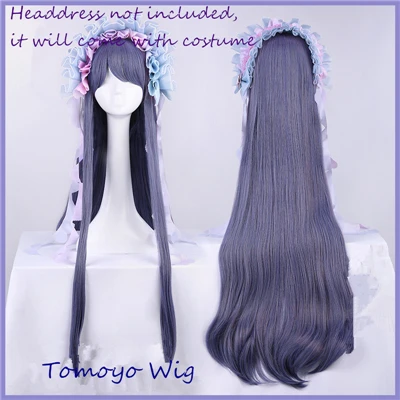 wig Карнавальный костюм из аниме SAKURA Tomoyo Water Of Rondo, летний светильник, Фиолетовое Женское рождественское платье, костюмы - Color: wig