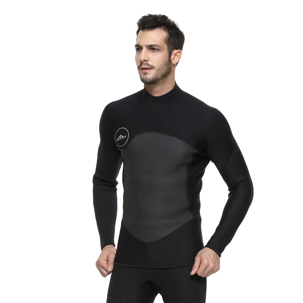 

Men's Wetsuit Top 3mm Neoprene Diving Suit Jacket - Long Sleeves Pull Over Side Zip Diving Shirt Surfing Suit Snorkeling Jacket