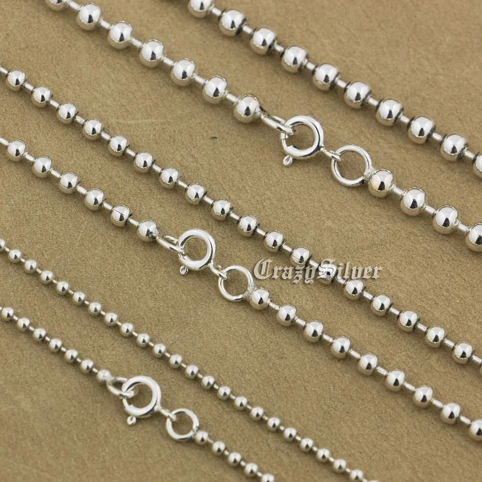 Цепочка из серебра 925 пробы с шариками байкерское ожерелье в стиле панк 8K016 |