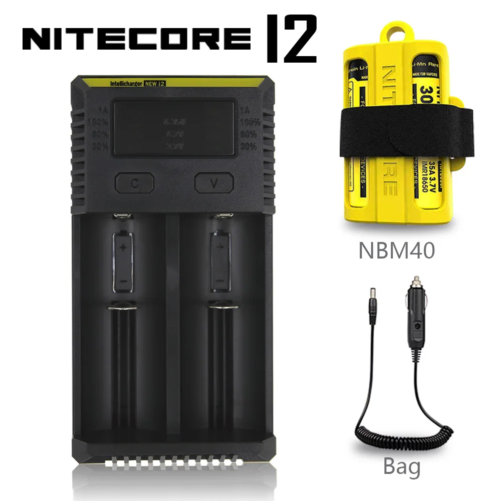 Nitecore I2 Digi зарядное устройство lcd интеллектуальная схема глобальная страховка Li-Ion 18650 14500 16340 26650 зарядное устройство - Цвет: i2 Car Charger NBM40