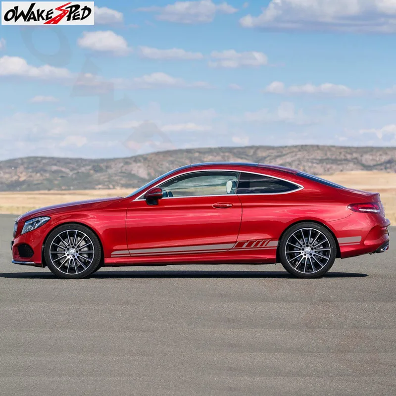 Наклейка на юбку с боковой полосой для стайлинга автомобиля Mercedes Benz C Class W205 C63 C180