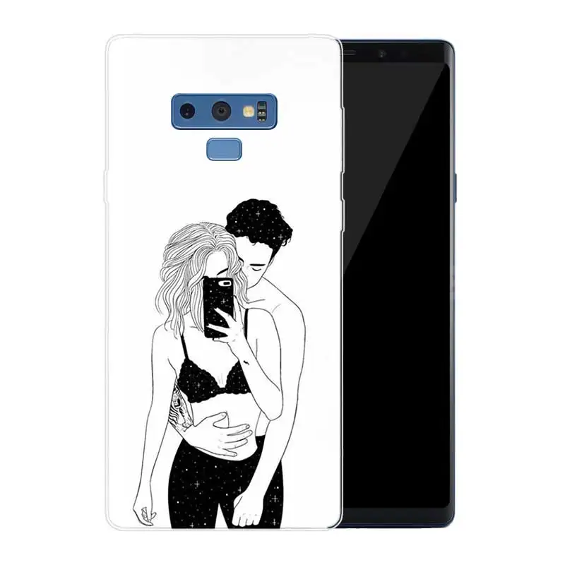 FGHGF Sketch Couple Transparent Soft Print Hull Shell Case For Samsung Galaxy Note 8 9 5 4 3 C5 C7 C8 C9 Cover Coque |