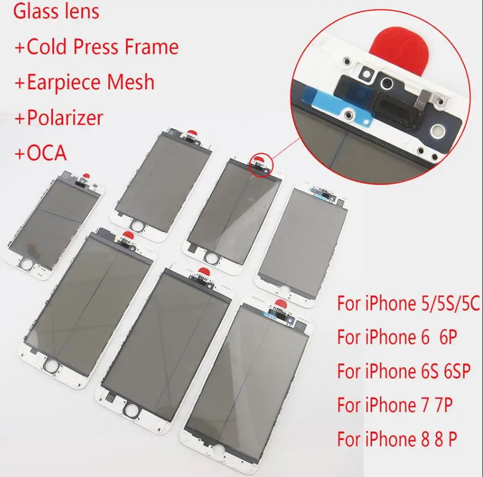 Высокое качество 4 в 1 переднее стекло + Холодная рамка ока поляризатор Для iPhone 5 6 6s