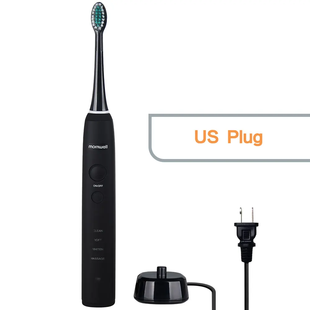 Black US Plug Звуковая электрическая зубная щетка перезаряжаемая конечная очистка отбеливающая Расширенная защита ультра звуковая зубная щетка - Цвет: Black US Plug