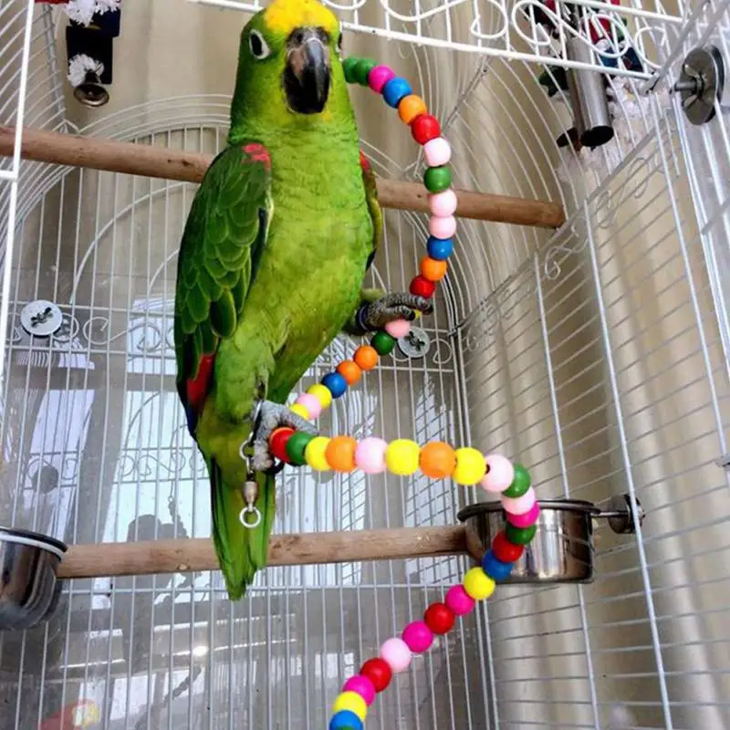Разноцветные деревянные Лестничные Качели Упражнение Радуга попугай Parakeet лестница хомяк игрушечный бисер Попугай Птицы игрушки клетка украшение