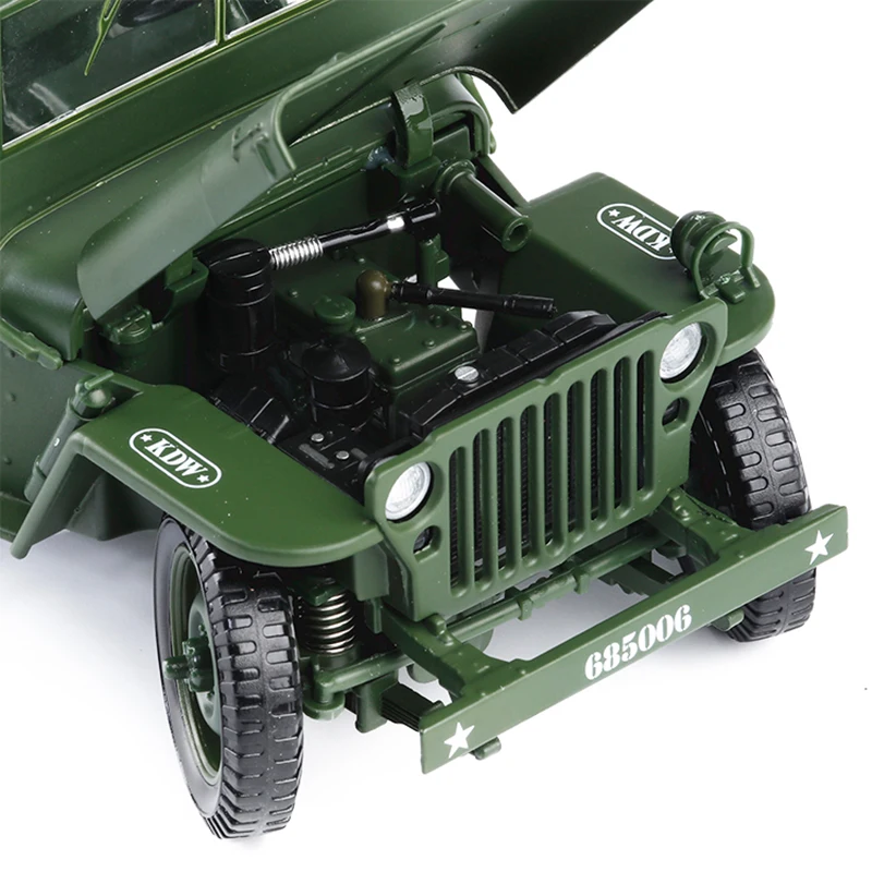 Литой 1:18 из сплава для джипа, военная тактика, модель автомобиля, открывающийся капот, панели, чтобы раскрыть двигатель для детей, Подарочные игрушки