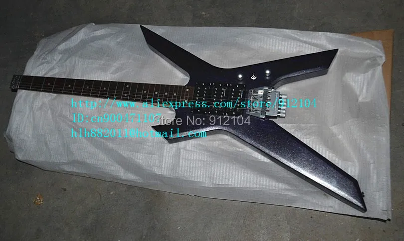 Бесплатная доставка Новая электрогитара специальной формы без головы в черном F