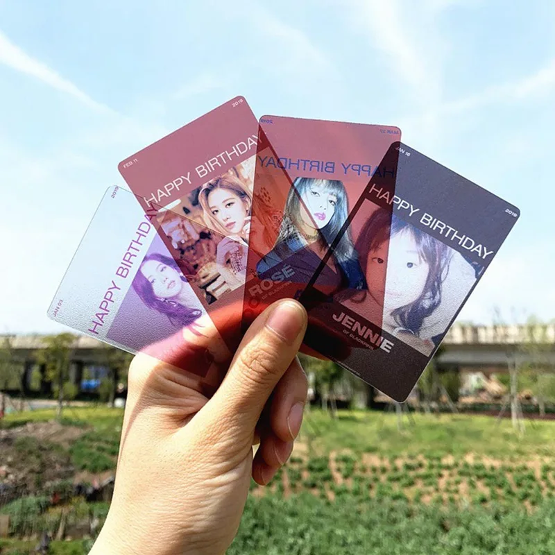 4 шт./компл. Kpop Blackpink из прозрачного ПВХ с фотографией Дженни Роза коллективных открытки с днем рождения HD Фотокарта