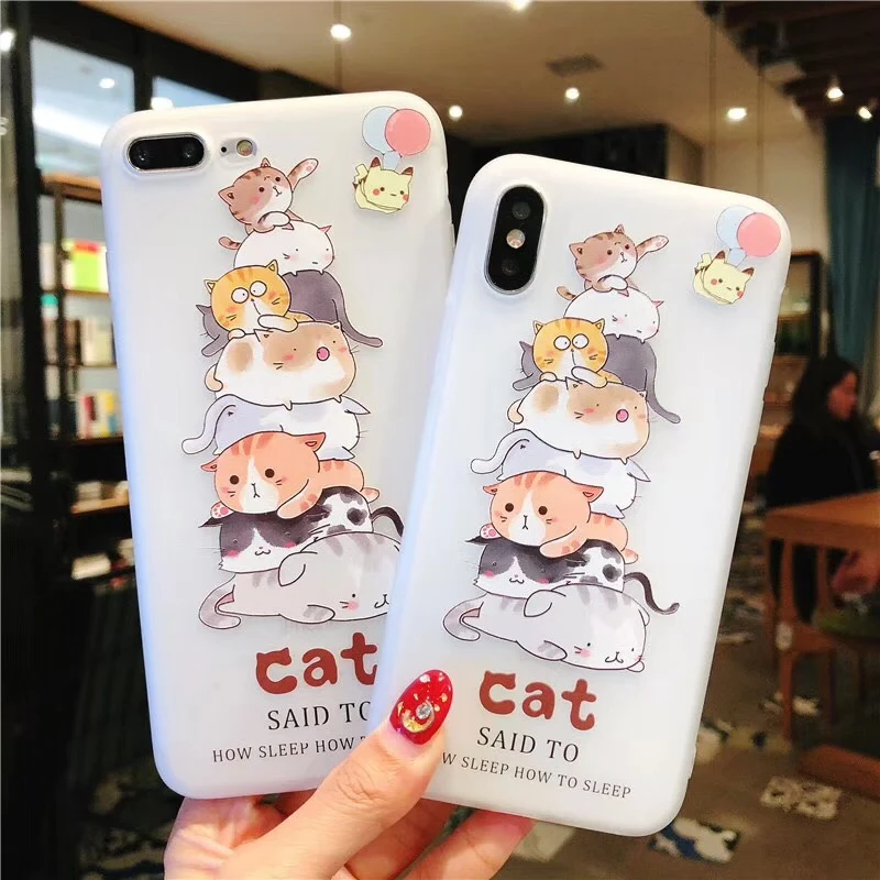 Moskado чехол для телефона iPhone 6 6s 7 8 Plus X 5 5S SE Модный 3D рельефный милый мультяшный Кот