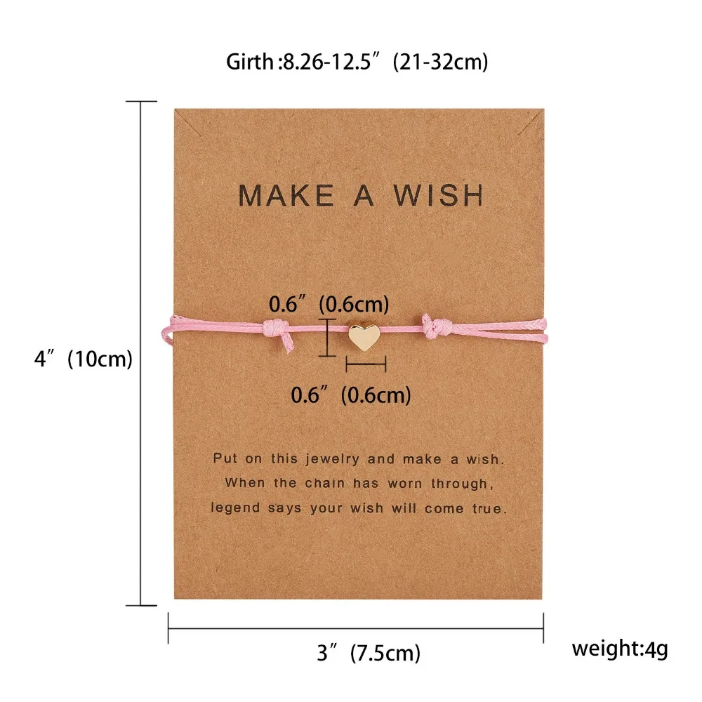 Браслет Wish Card, регулируемый, ручной, плетеный, женский, минималистичный, сердце, корона, круглая нить, Ehthic, браслет, Модные женские ювелирные изделия
