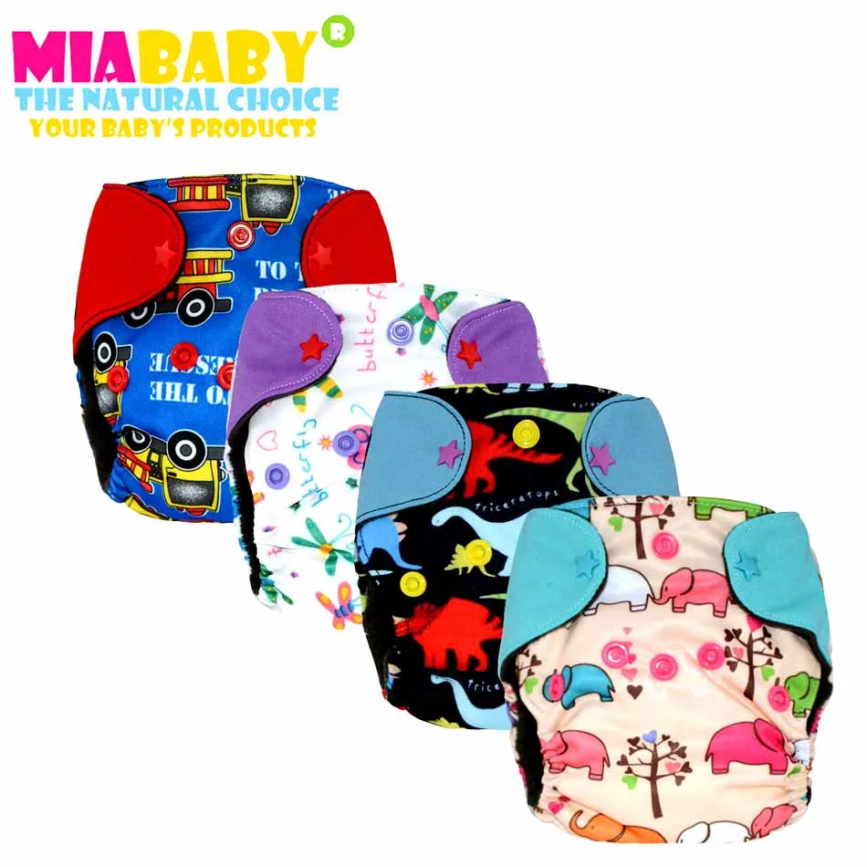 Miababy новорожденный уголь бамбуковый AIO ткань подгузник/подгузник со звездами, подходит для 0-3 месяцев или 6-12 фунтов ребенка, ограниченная серия