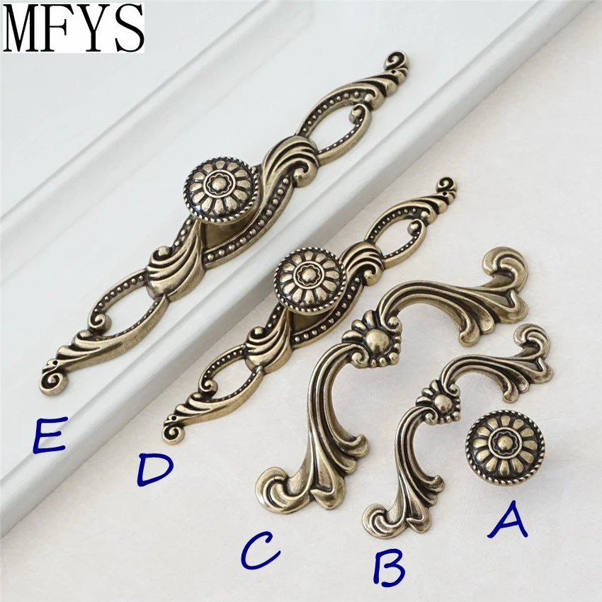 

MFYS Vintage Furniture Handles Antique Bronze Handle for Cabinets and Drawers Retro Cupboard Wardrobe Pulls Door Knobs Hardware