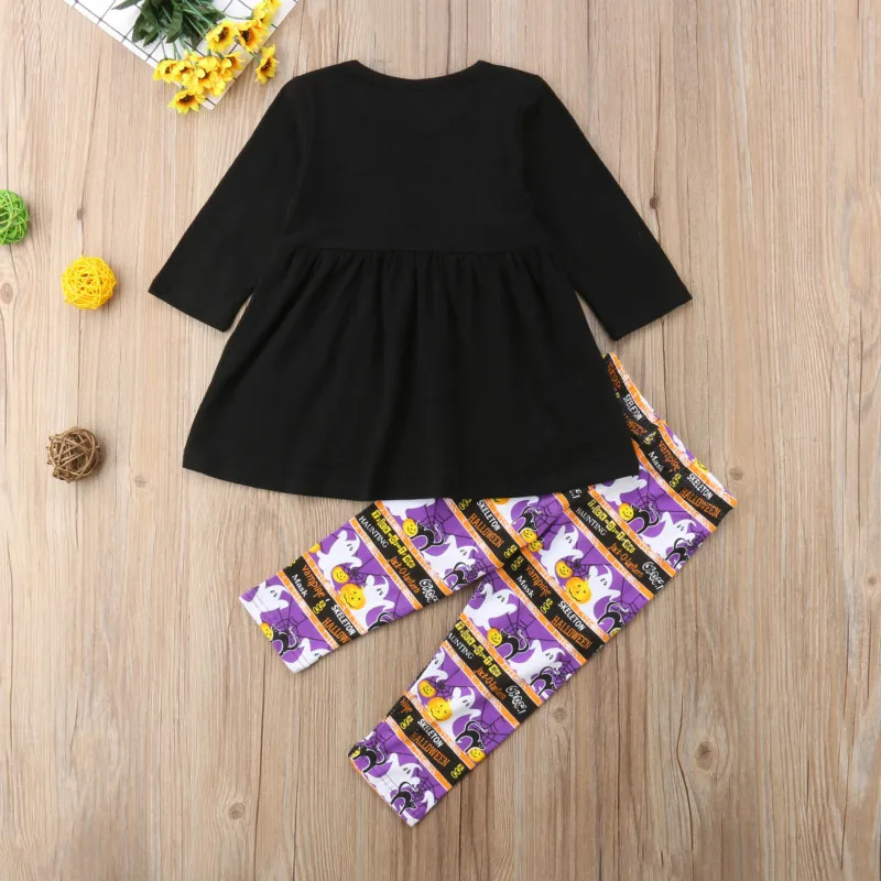 Halloween Toddler Kids Baby Girl Spider Top Dress Long Pants Leggings Outfits Set Clothes Sleeve Autumn Winter Cotton 2-7T | Детская