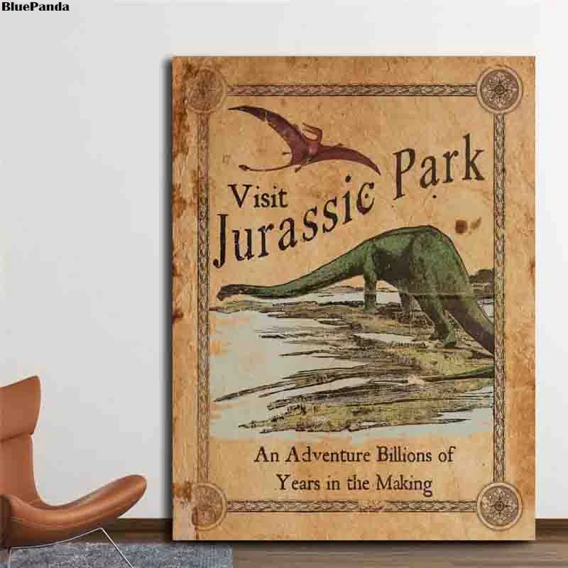 Парк Юрского периода Винтажный стиль Ad античный динозавр плакаты и принты
