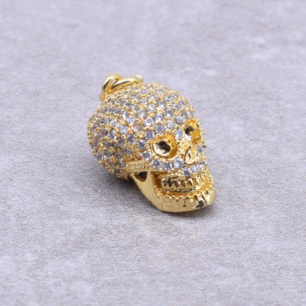 Модный шарм с черепом инкрустированный медным цирконием подходит для
