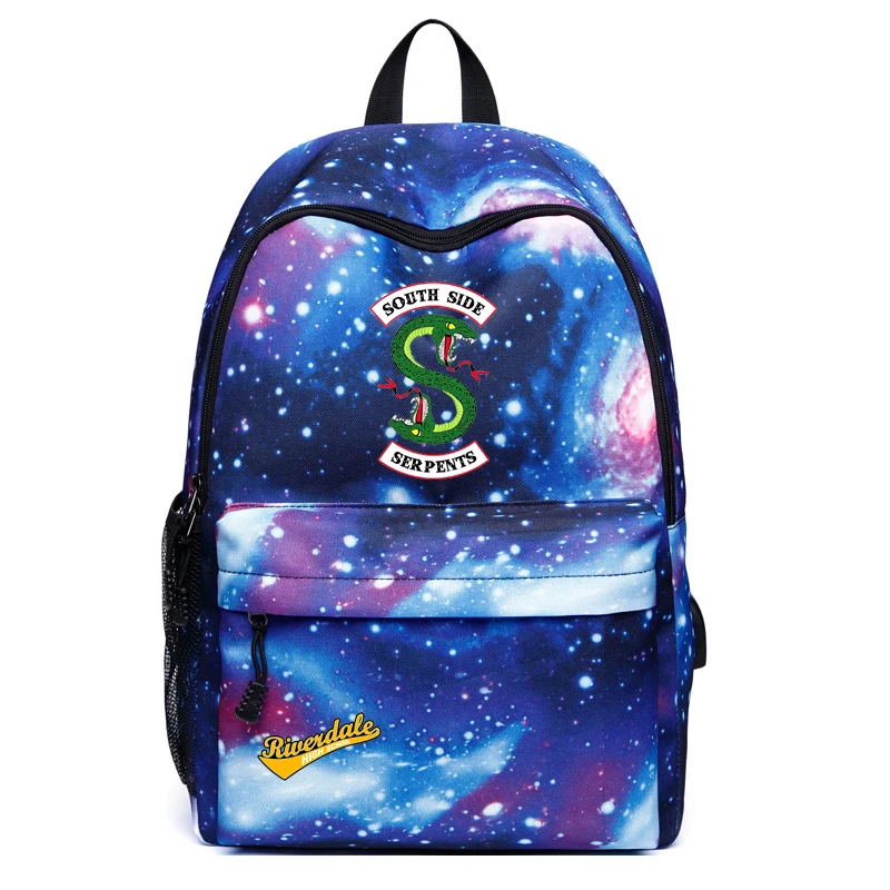 Mochila Для женщин ривердейл Galaxy USB дорожный рюкзак, школьные рюкзаки для девочек девушки Холст Дорожная сумка через плечо, сумка для ноутбука школьная сумка