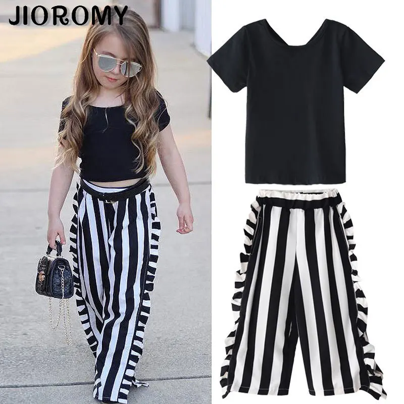 

The new 2019 INS girls suit black coat striped pants children suit summer a undertakes to sell like hot cakes