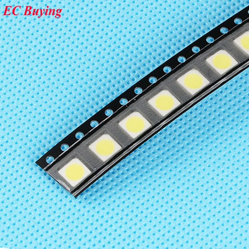 100 шт. ультраяркие светодиодные лампы 3528 SMD с белым чипом для поверхностного