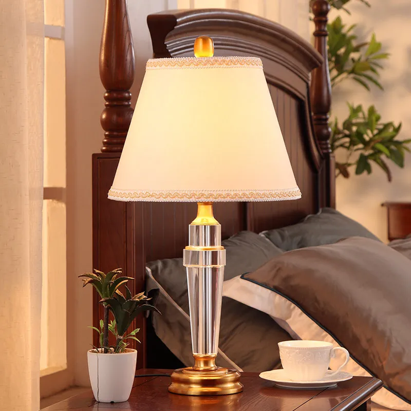 Американский кристалл настольная лампа прикроватная для спальни европейская