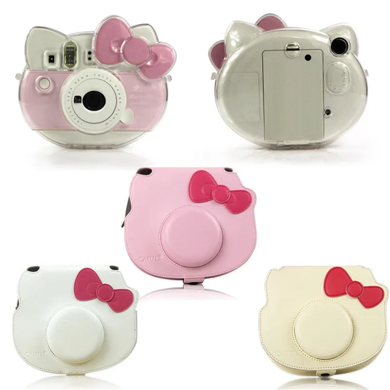 

Чехол для камеры Fujifilm Instax Mini Kitty, прозрачный чехол из искусственной кожи с кристаллами