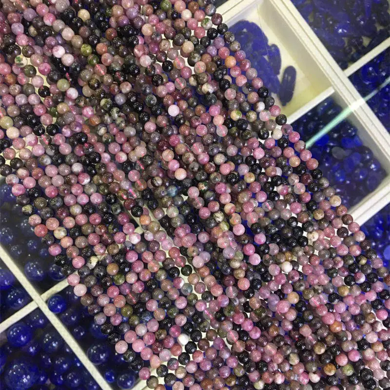 Multicolor 5mm natural tourmaline stone jaspers round loose beads fit diy bracelet necklace top quality findings 15inch B3445 | Украшения и