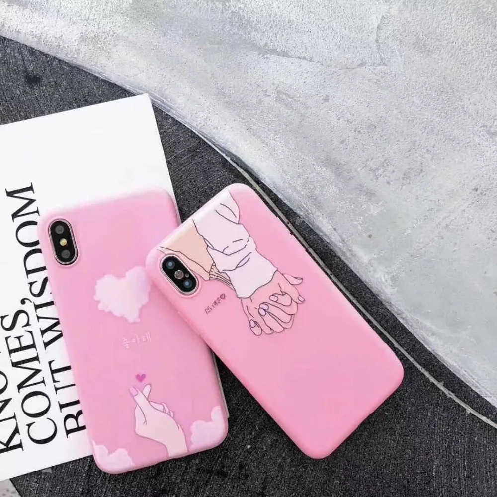 Новинка розовое сердце IphoneX десять пальцев крепления 6/6splus все включено мягкая