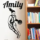 Индивидуальные баскетбольные наклейки на стену с именем девушки-подростка персонализированные имена спортивные наклейки на стену для спальни Виниловые наклейки 3YD20