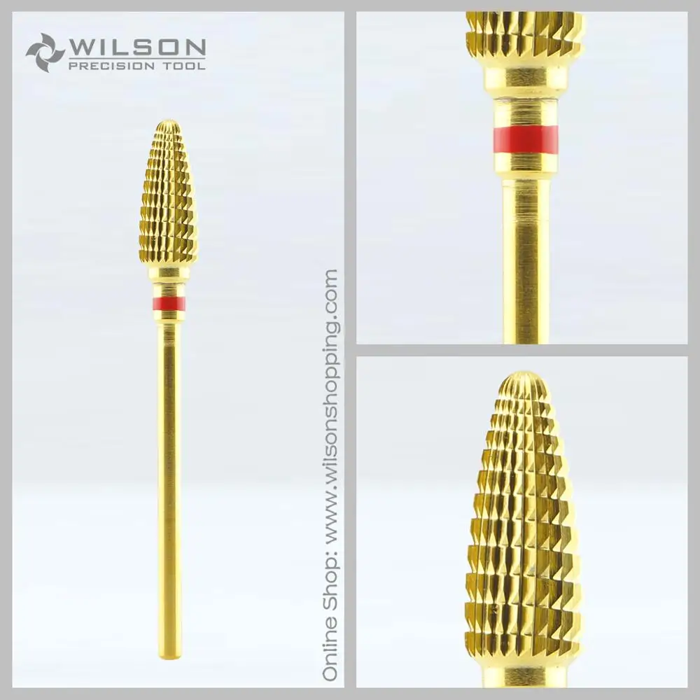 Большой конус золотистый тонкий (1140121) Карбидное сверло для ногтей WILSON|wilson nail
