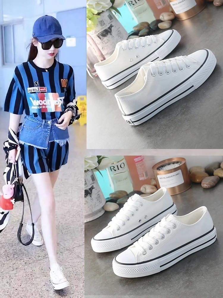 Новинка года маленькие белые парусиновые женские туфли весенне-весенние на