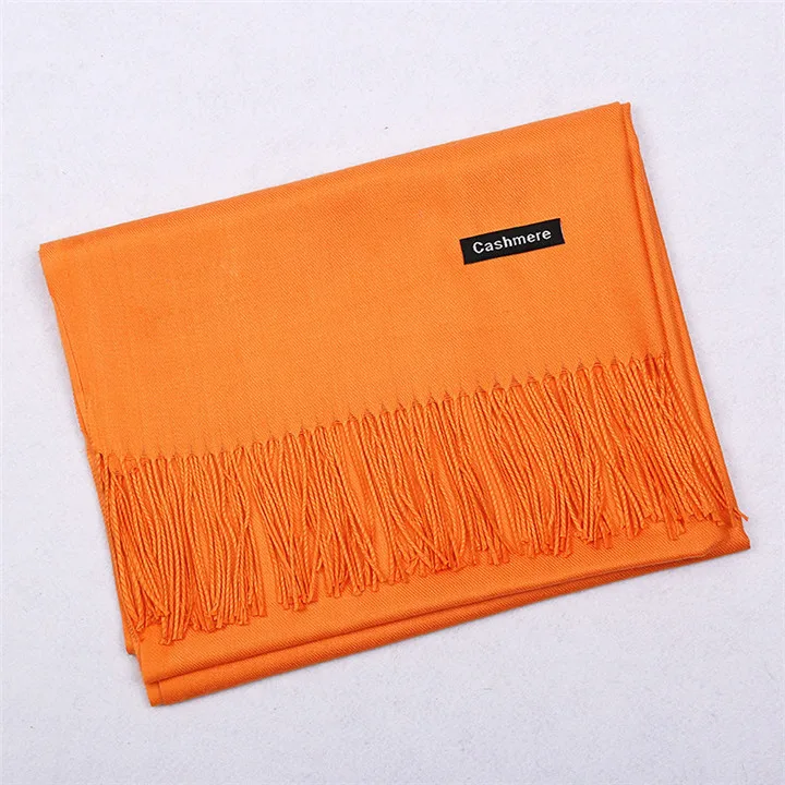 29 Orange 200 см x 70 см, зимние шарфы больших размеров, простые, модные, теплые, унисекс, одноцветные шарфы, кашемировый шарф, шаль, Пашмина, 30 цветов, 240 г - Цвет: 29 Orange