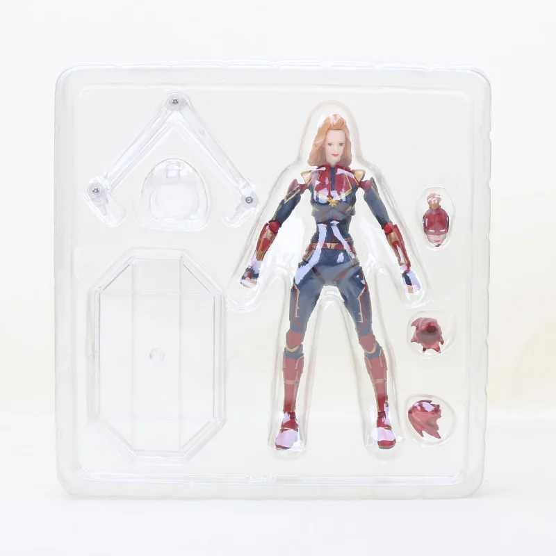captain marvel opp 14-16 см игрушки Marvel Revoltech серия Мстители эндгейм супергерой Дэдпул Человек-паук Веном Росомаха Карнаж Figma модель куклы - Color: captain marvel opp