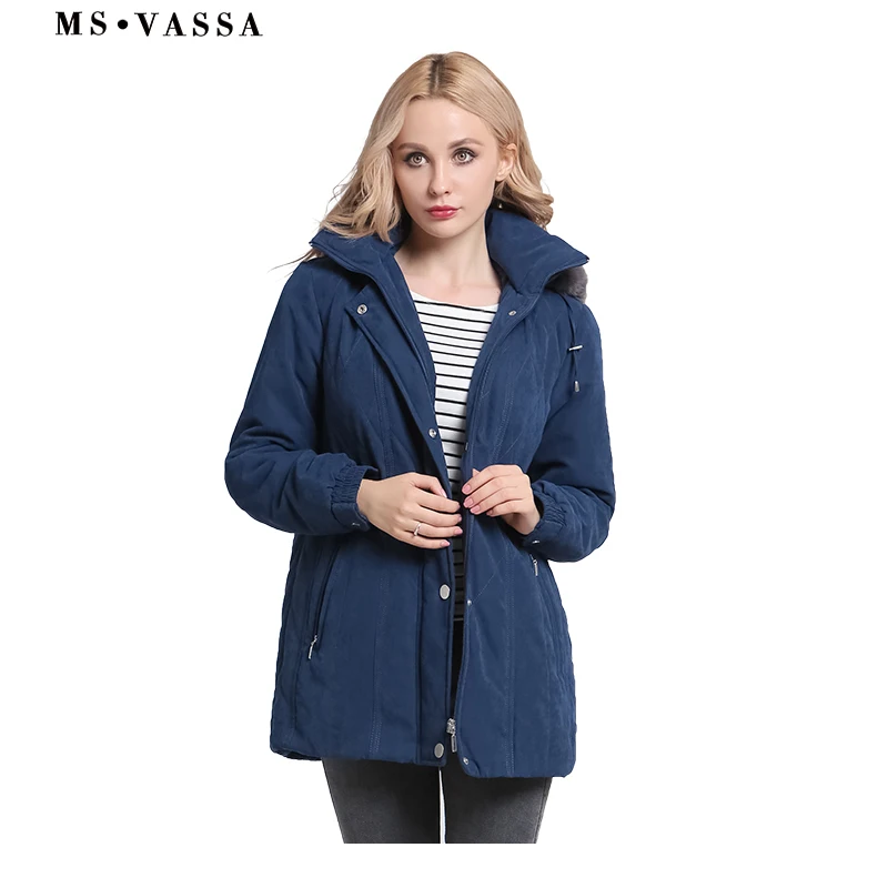 MS VASSA женские парки новая осенняя зимняя женская куртка с подкладкой съемный