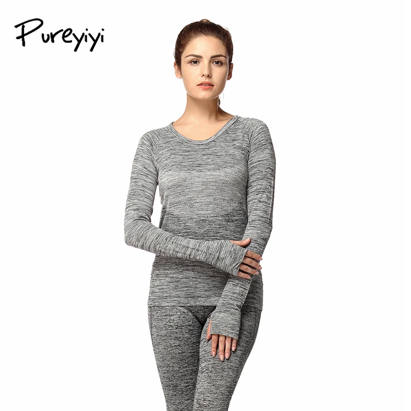 Рубашка Pureyiyi с длинным рукавом для йоги быстросохнущая женская спортивная