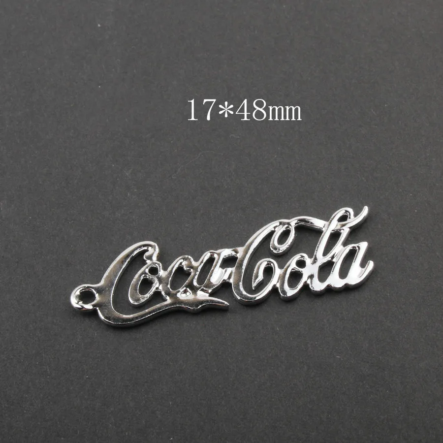 Silver 10 шт, модные карамельные цвета, краска, подвеска, крышка бутылки колы и слово, цинковый сплав, очаровательные ювелирные изделия, аксессуары для рукоделия, серьги, браслет - Окраска металла: Silver