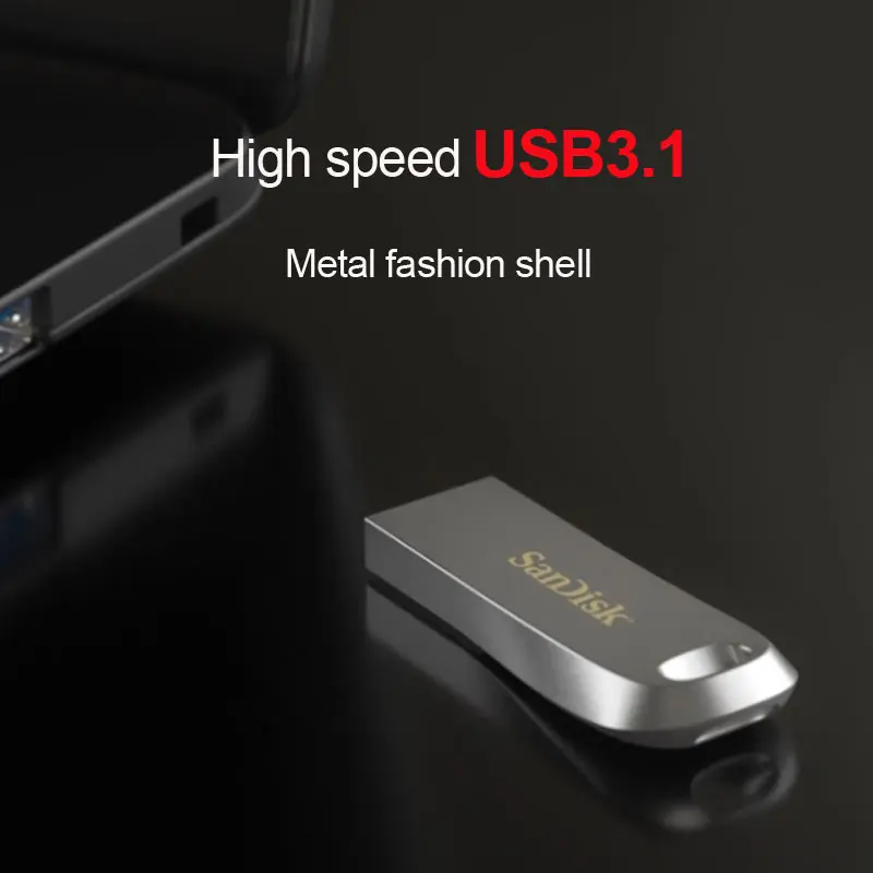 SanDisk высокоскоростной USB3.1 металлический флеш-накопитель с шифрованием 128GB 256GB150MB/s креативный Мини Ультратонкий автомобильный U диск CZ74