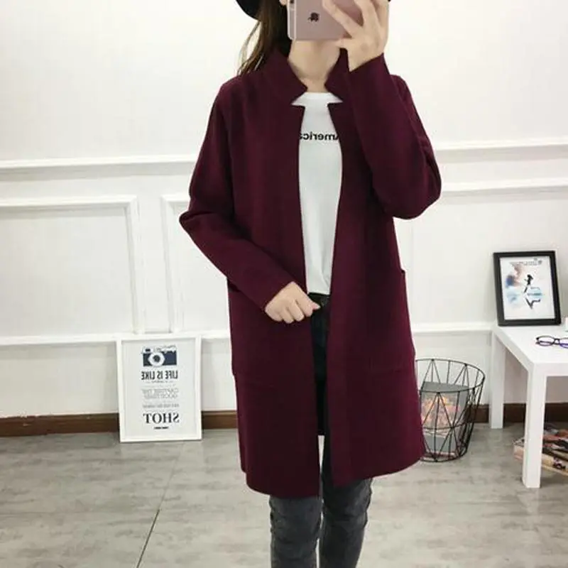 Новинка 2017 Модный женский свитер кардиганы длинный рукав весна свободное