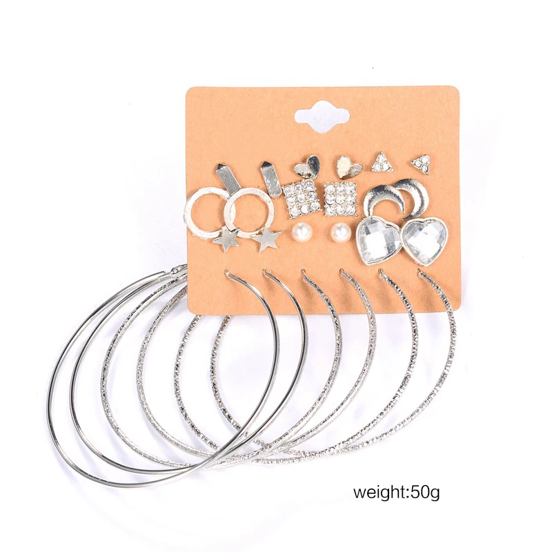 2017 Новое Прибытие 12 Пар/компл. Мода Панк Кристалл Серьги для Женщины Мужчины