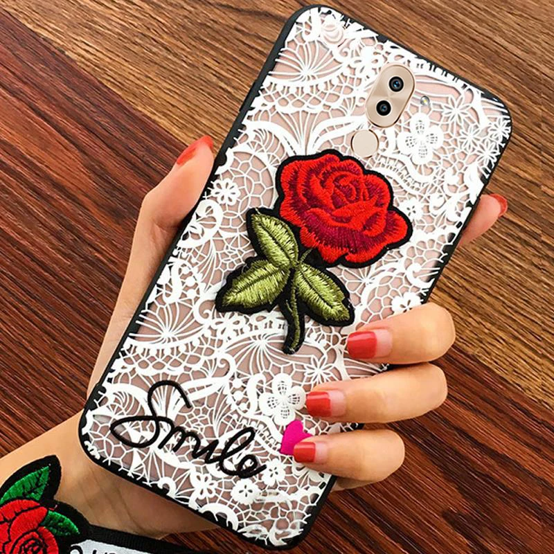 XinWen luxury cute Fashion Rose Flower PC Phone cover coque case For HuaWei honor 6x 6 x = mate 9 lite gr5 2017 Sexy Lace Back |