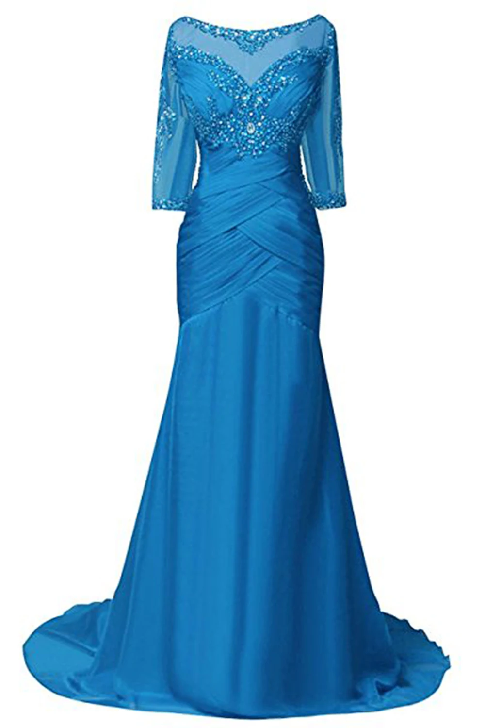 Бирюзовое ожерелье из ракушек невесты платье для свадьбы 2019 3/4 рукава бисером