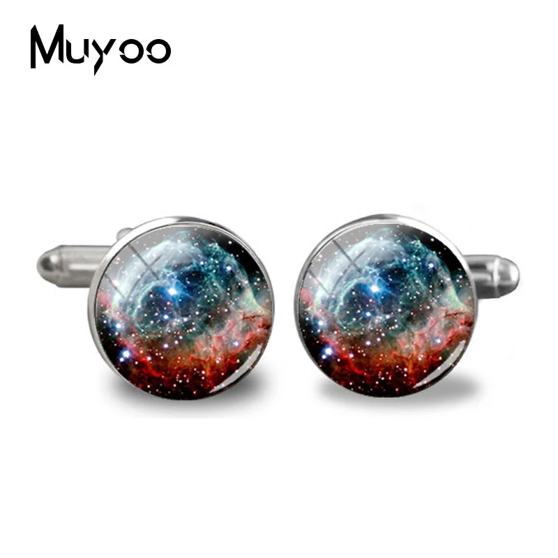 Новинка 2018 запонки в виде Красной туманности Галактики космонавта свадебные